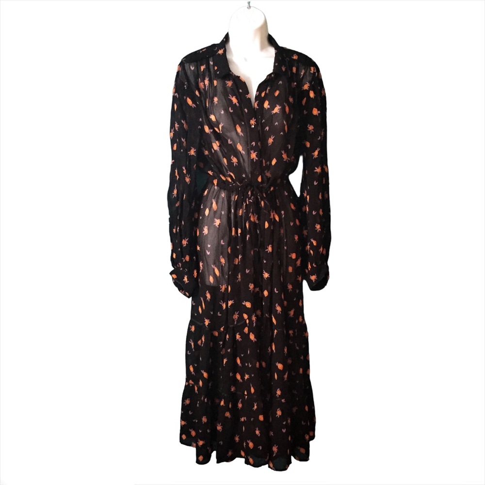 Munthe Semi Sheer Tiered Print Maxi Dress